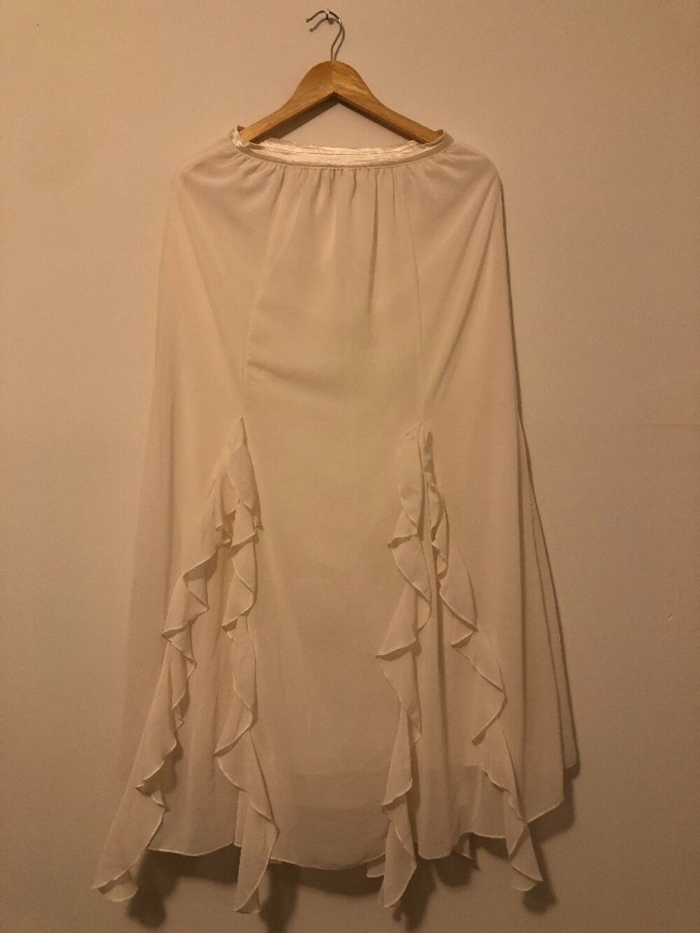 Thirty Thirty L.A. Cream Tiered Chiffon Ruffled Bohemian Maxi Skirt - S (NWOT)